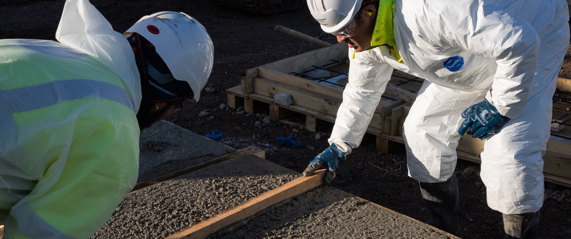 Preparing the concrete slabs for testing